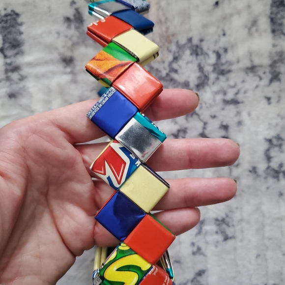 Recycled Wrapper Mini Purse Handbag 5" x 4", bright, multicolor, unique - Picture 5 of 8